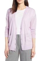 Women's Halogen V-neck Merino Wool Cardigan - Purple
