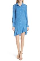 Women's Derek Lam 10 Crosby Silk Shirtdress With Asymmetric Hem - Blue