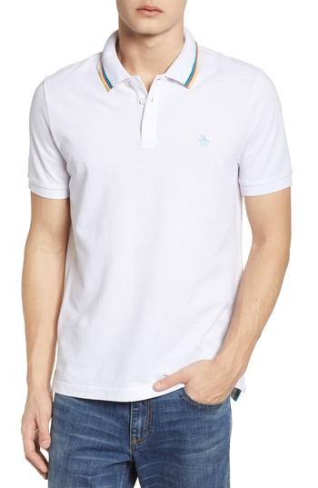 Men's Original Penguin Birdseye Tipped Pique Polo, Size - White