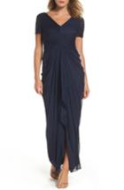 Women's Adrianna Papell Draped Mesh Gown - Blue