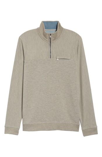 Men's Ted Baker London Livstay Slim Fit Quarter Zip Pullover (l) - White