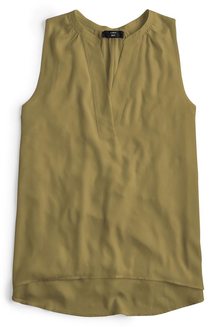 Women's J.crew Sleeveless Open V-neck Top - Green