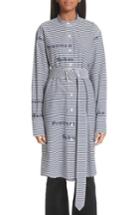 Women's Proenza Schouler Pswl Logo Stripe Longline Poplin Shirt - Blue