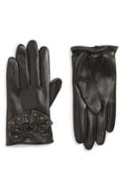 Women's Nordstrom Bow Short Leather Gloves - Black