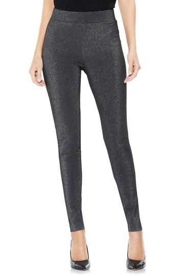 Women's Vince Camuto Metallic Ponte Leggings - Black