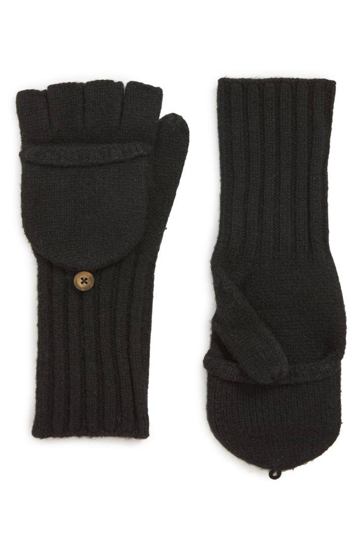 Women's Madewell Convertible Wool Mittens, Size - Black