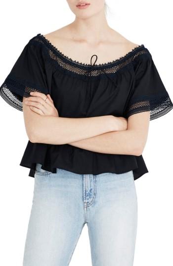 Women's Madewell Off The Shoulder Peplum Top - Black