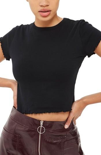 Petite Women's Topshop Petite Lettuce Crop Top P Us (fits Like 0p) - Black