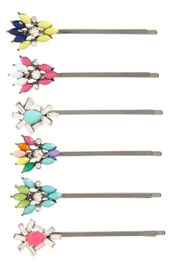 Cara 6-pack Embellished Bobby Pins, Size - Pink