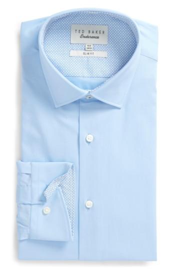 Men's Ted Baker London Endurance Bookers Slim Fit Solid Dress Shirt - Blue
