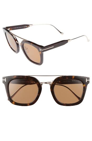 Women's Tom Ford Alex 51mm Sunglasses - Shiny Black / Gradient Brown