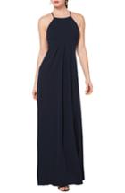 Women's #levkoff Halter Crepe A-line Gown - Blue