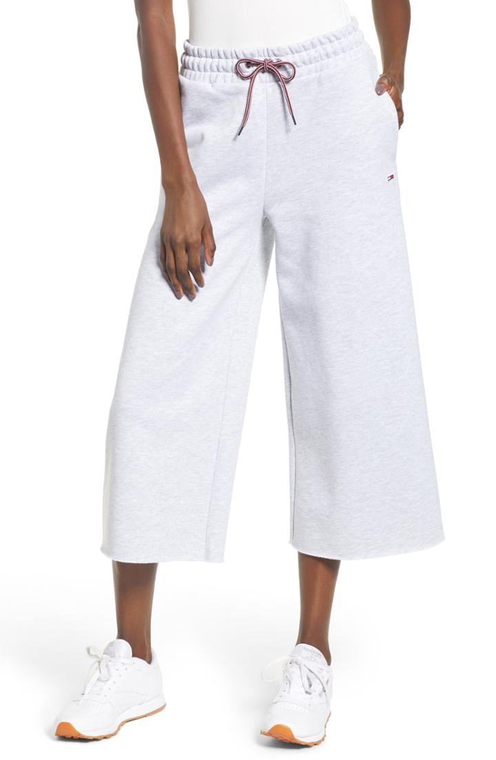 Women's Tommy Jeans Wide Leg Crop Sweatpants - Grey