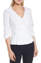 Women's Lewit Pinstripe Peplum Back Jacket - Blue