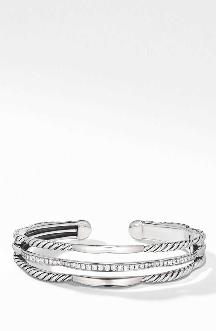 Women's David Yurman Tides 3-row Cuff Bracelet With Diamonds