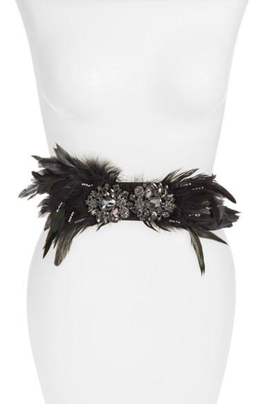 Women's Tasha Crystal & Feather Stretch Belt