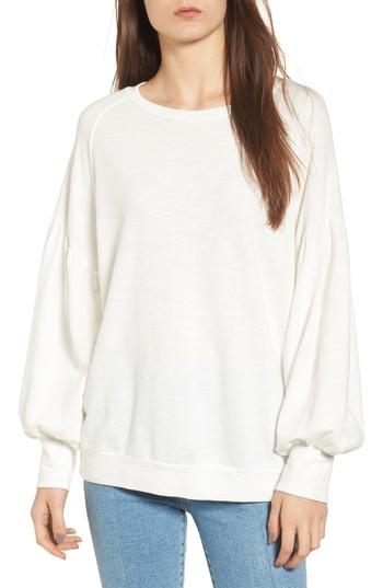 Women's Puff Sleeve Sweatshirt - White