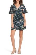 Women's Band Of Gypsies Moody Floral Dress - Blue/green