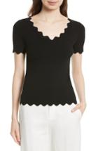 Women's Milly Scallop Top, Size - Black