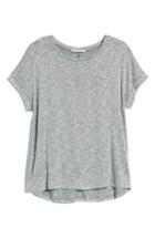 Women's Chaus Marled Knit Short Sleeve Top - Grey