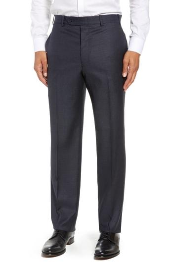 Men's John W. Nordstrom Torino Traditional Fit Flat Front Solid Wool Trousers - Blue