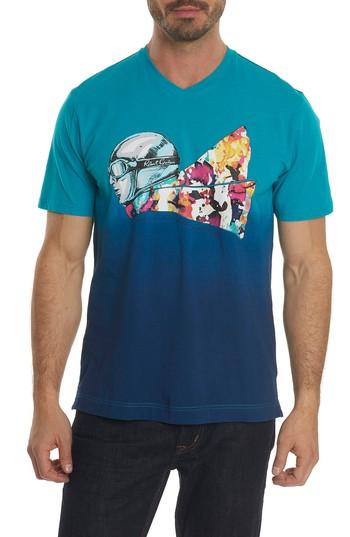 Men's Robert Graham Into The Wind Knit Graphic T-shirt - Blue/green