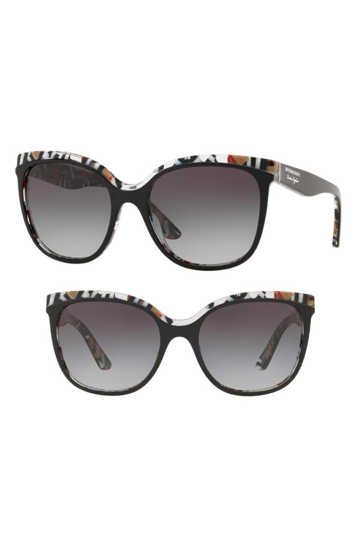 Women's Burberry Marblecheck 55mm Square Sunglasses - Top Black Gradient