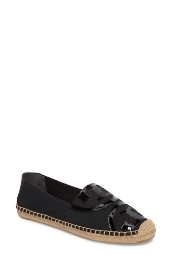 Women's Tory Burch Poppy Logo Espadrille Flat M - Black