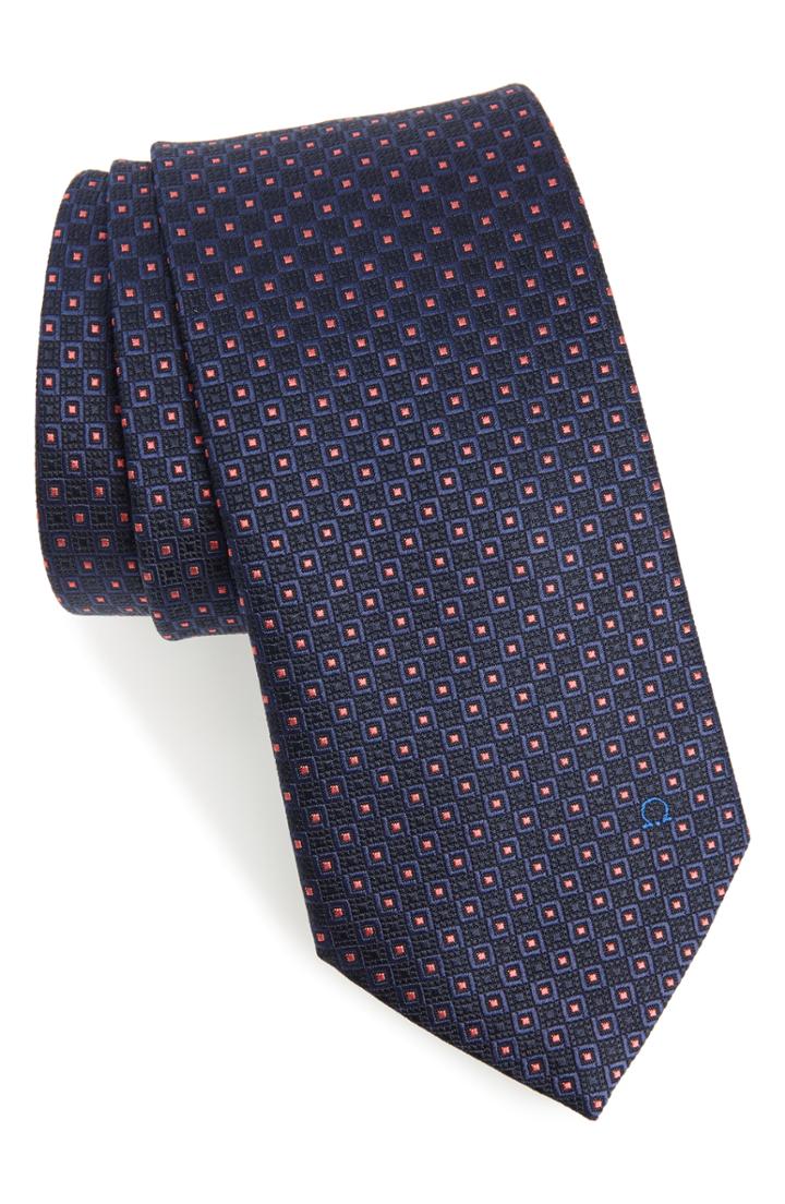 Men's Salvatore Ferragamo Geometric Jacquard Silk Tie