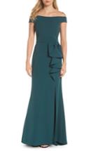 Women's Vince Camuto Off The Shoulder Laguna Crepe Gown - Green