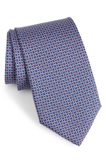 Men's Salvatore Ferragamo Energia Omega Print Silk Tie, Size - Blue