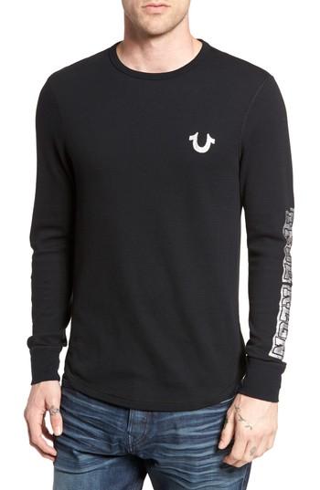 Men's True Religion Brand Jeans Thermal T-shirt - Black