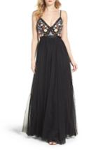 Women's Needle & Thread Flower Foliage Tulle Gown