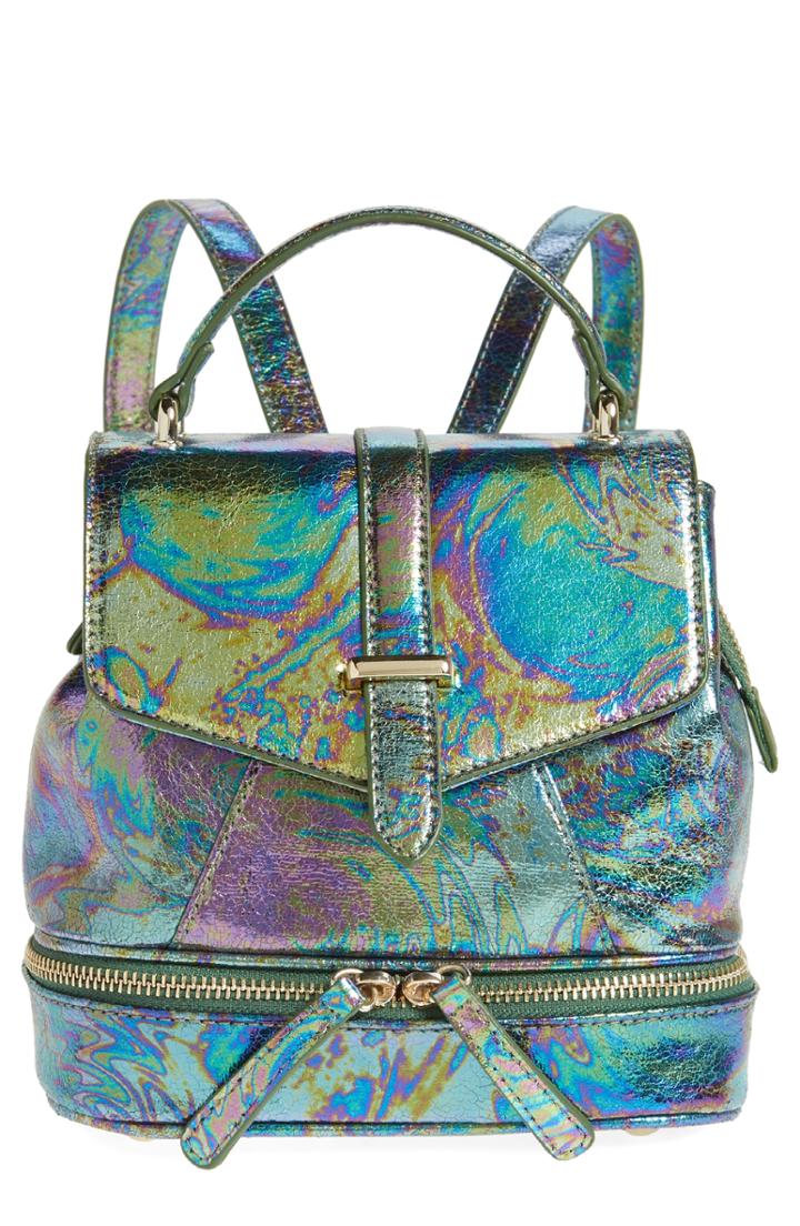Mailbu Skye Oil Slick Faux Leather Backpack -