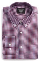 Men's Nordstrom Men's Shop Trim Fit Non-iron Gingham Dress Shirt - 34/35 - Red