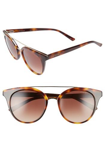 Women's Ted Baker London 51mm Gradient Lens Round Retro Sunglasses - Tortoise