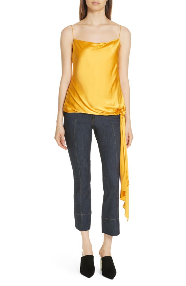 Women's Cinq A Sept Ryder Scarf Hem Silk Blouse - Yellow