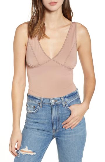 Women's Codexmode Double-v Bodysuit - Beige