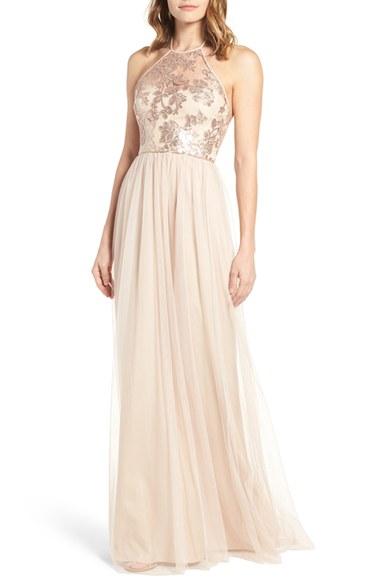 Women's Amsale Sheridan Sequin Halter Dress