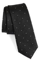 Men's Calibrate Fleur Medallion Silk Skinny Tie, Size - Black