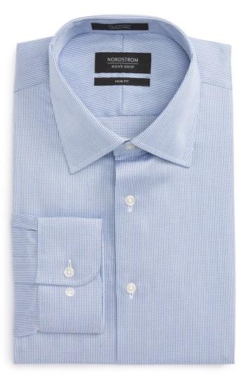 Men's Nordstrom Men's Shop Trim Fit Stripe Dress Shirt 32/33 - Blue