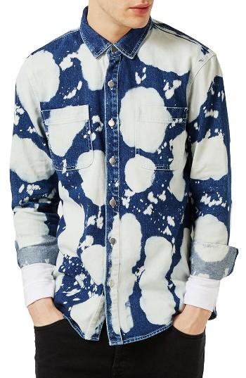 Men's Topman Bleached Denim Shirt