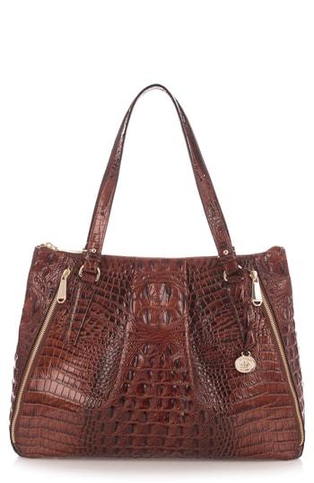 Brahmin Melbourne - Adina Croc Embossed Leather Satchel - Burgundy