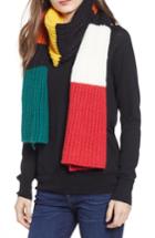 Women's Trouve Colorblock Chunky Knit Scarf, Size - Black