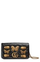 Gucci Gg Marmont 2.0 Animal Stud Matelasse Leather Shoulder Bag - Black