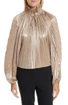 Women's Opening Ceremony Foil Pleated Top