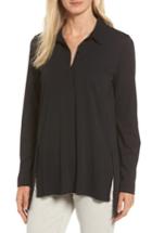 Women's Eileen Fisher Organic Cotton Knit Shirt, Size - Black