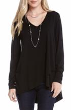 Women's Karen Kane Asymmetrical Hem Faux Wrap Top - Black