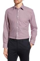 Men's Nordstrom Men's Shop Smartcare(tm) Extra Trim Fit Houndstooth Dress Shirt 34/35 - Red