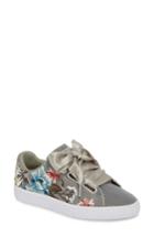 Women's Puma Basket Heart Hyper Embroidered Sneaker .5 M - Grey
